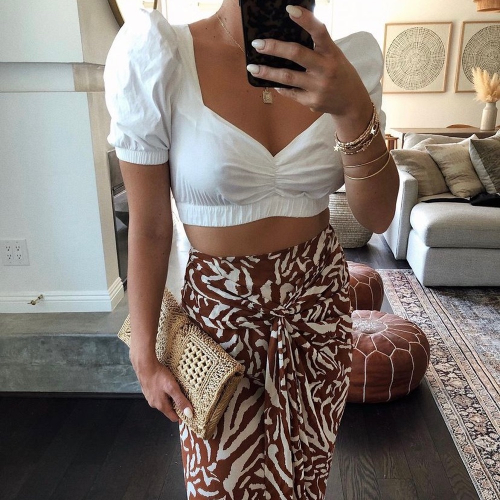 Zara cropped white top size S